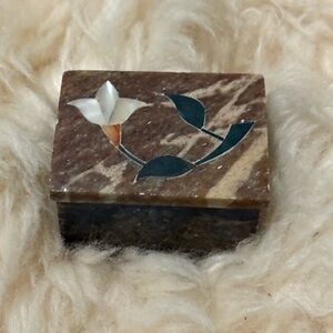 Marble Trinket Box with Floral Inlay